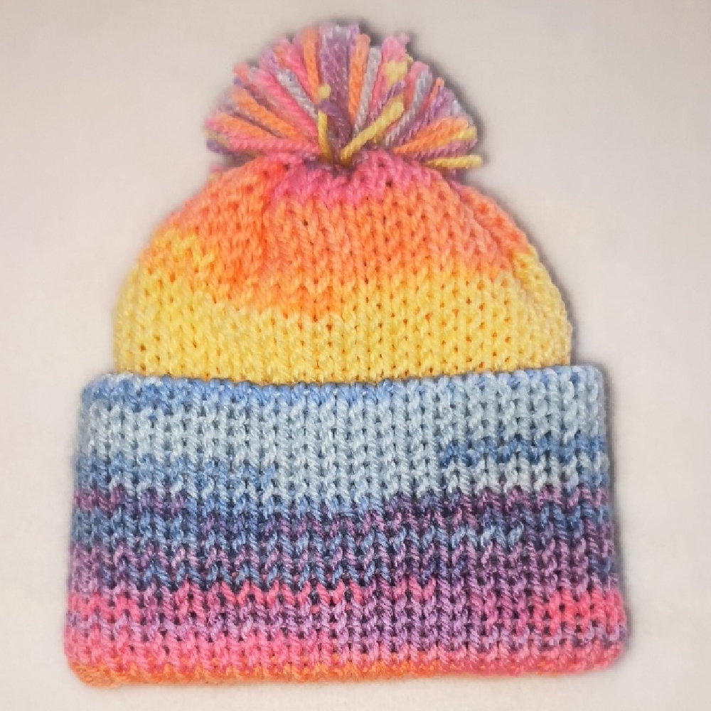 Colorful Knit Pom-Pom Beanie for Newborn
